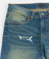 Skinny Rip and Repair Denim Pants - Vintage Blue